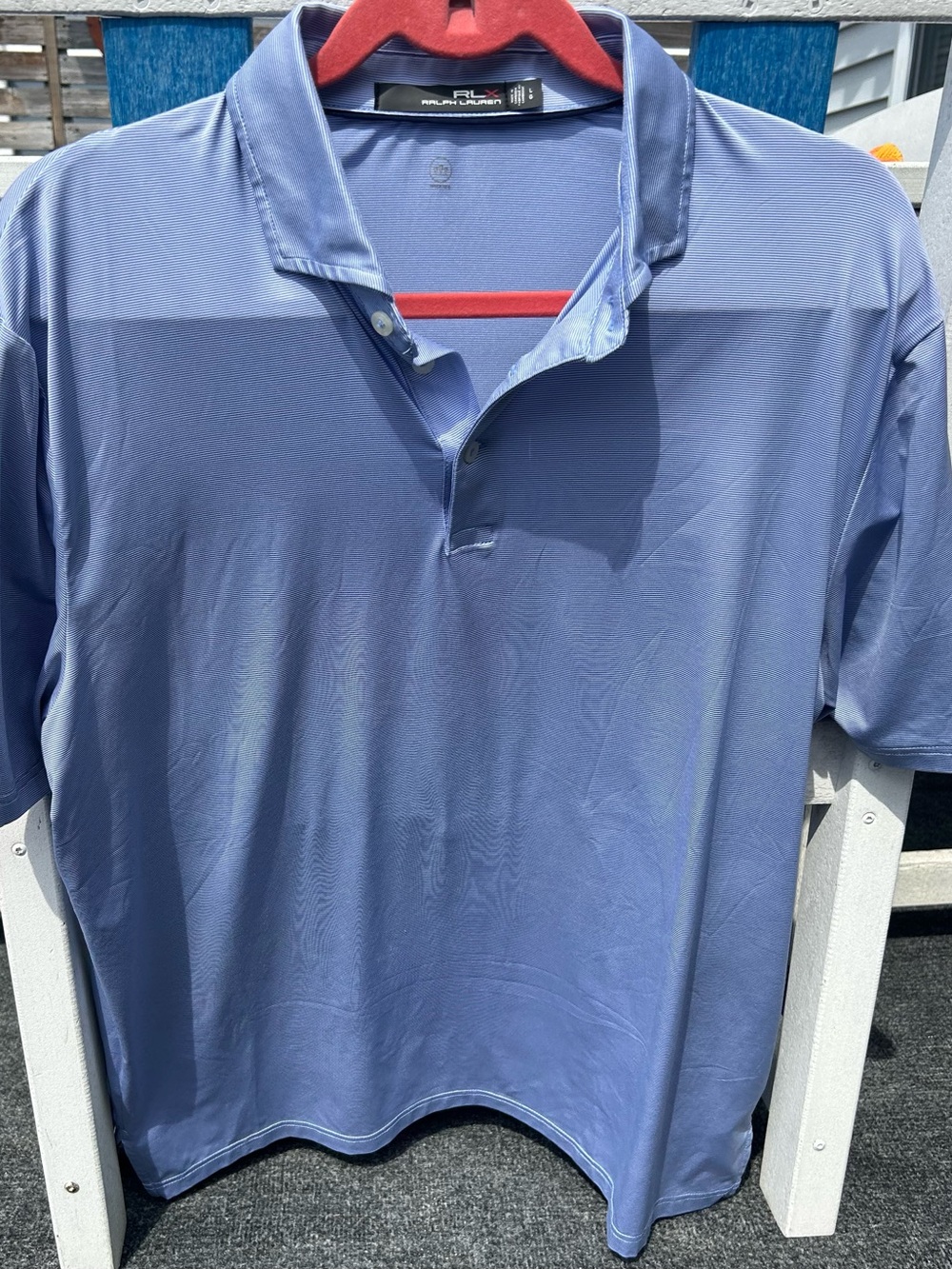 RLX Ralph Lauren Blue Micro-stripe Performance Polo Blue